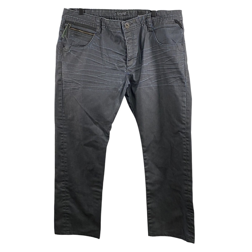 7 Diamonds Explorer Jeans Mens 38 Gray Straight Leg Button Fly Zip Pocket Pants